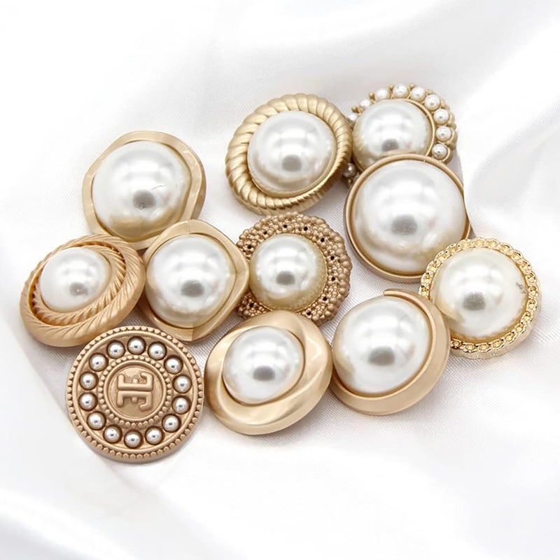vingol 5 PCS Pearl Gold Metal Women Coat Buttons for Clothing Sweater Decoration Sewing Crafts Accessories (#7  18mm) - Image 4